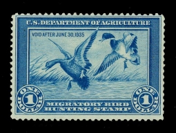 "RW1,  Mallards Duck Stamp Fine, used"