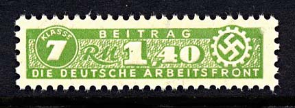 Arbeitsfront-Nazi Workers Party Dues Stamp 1.40 RM.