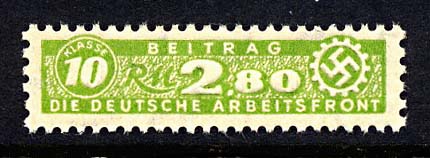 Arbeitsfront-Nazi Workers Party Dues Stamp 2.80 RM.