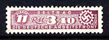 Arbeitsfront-Nazi Workers Party Dues Stamp 3.40 RM.