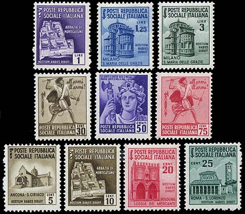 Italy 22-31, 1944 Social Republic Issue: Allstamp.net