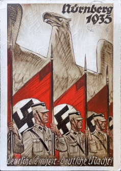 1935 NSDAP Nurnberg Rally SA Standardbearers and Eagle