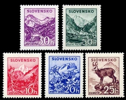 Slovakia 103-107, 1944 Rural Scenic Issue, New Colors