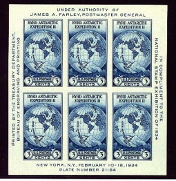 US 735 Admiral Byrd Antarctic Souvenir Sheet