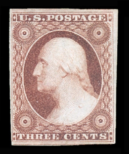 US 11 Three-Cent 1851 Imperforate Washington, Certificate