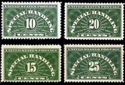 QE1-4 10-25¢ Special Handling Stamp Set