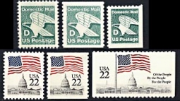 US  2111-16 1985 D & Flag Stamps