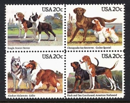 US 2098-2101 1984 20-cent Dogs