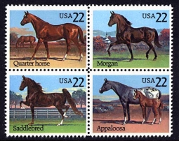 US 2155-8, 1985 Horses Block