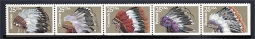US 2501-5, 1990 Indian Headdresses Strip