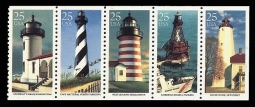 US 2470-4, 1990 Lighthouses pane