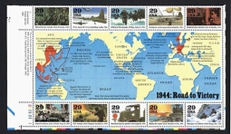 US 2559-2697-2765-2838-2981 World War II Souvenir Sheet Set