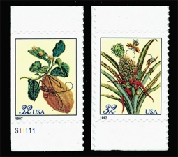 US 3128-29a  Botanical Prints, horizontal var.
