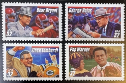 US 3147-50  Football Coaches, Red Line over Names, singles