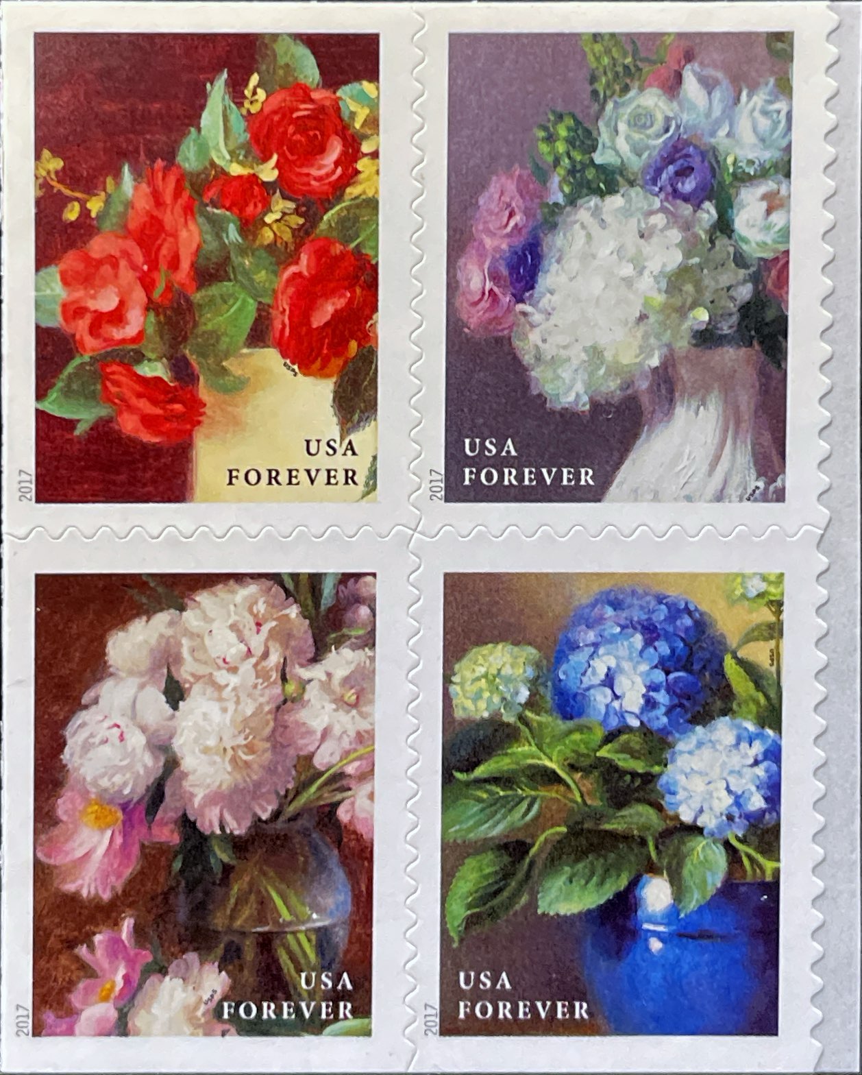 US 5237-40 2017 Forever Garden Flowers Block of 4: Allstamp.net