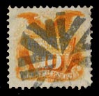 US 116 1869 10-cent Orange Flag and Shield