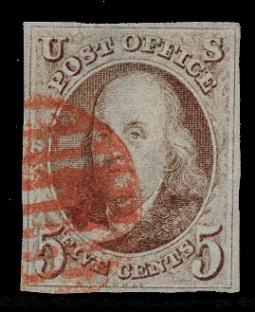 US 1 VF Red Brown Five-Cent Franklin