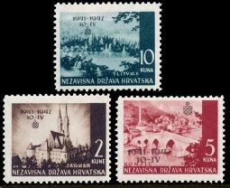 Croatia 49-51 Independence Anniversary overprint