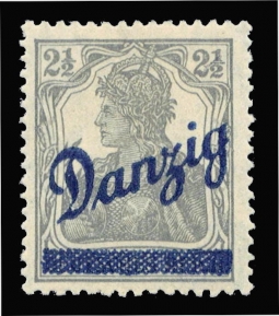Danzig 32 1920 2.5 Pfennig Gray Germania Overprinted Danzig