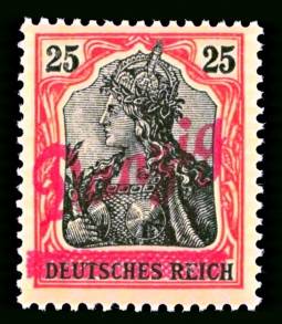 1920 25 Pfennig Orange & Black Germania Overprinted Danzig Diagionally