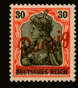 Danzig 40 1920 30 Pfennig Orange & Black Germania Overprinted Diagionally