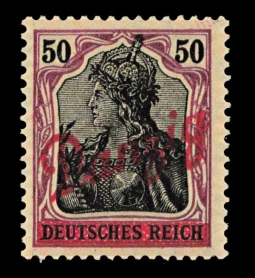 1920 50 Pfennig Purple & Black Germania Overprinted Danzig Diagionally (Copy)