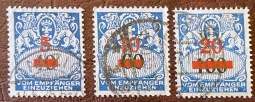 1932 Danzig J40-42 Postage Due Overprints used