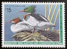 "RW61, VF NH Red-Breasted Mergansers, Duck Stamp"
