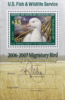 "RW73b. VF NH Ross' Geese,   Souvenir Sheet" Two Signatures