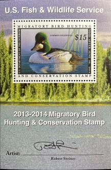 RW80b VF NH Goldeneye, Duck Stamp Artist-Signed Souvenir Sheet