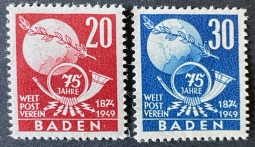 1949 French Zone Baden UPU Anniversary. 5N45-46
