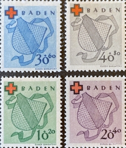1949 French Zone Baden Red Cross Charity Issue 5NB1-4