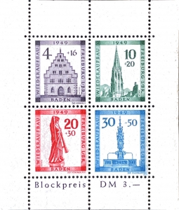 1949 French Zone Baden Monuments and Landmarks Mini-sheet 5NB8a
