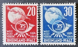 1949 French Zone Rhinland Pfalz UPU Anniversary. 6N41-42