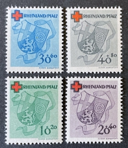 1949 French Zone Rhinland Pfalz Red Cross Charity Issue 6NB3-6