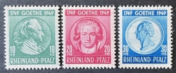 1949 French Zone Rhinland Pfalz Gothe Charity Issue 6NB9-11