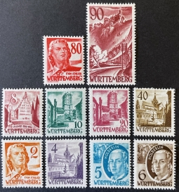 1948 Allied Military Government   French Zone Wurttemberg 8N28-37