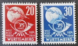 1949 French Zone Wurttemberg UPU Anniversary. 8N40-41
