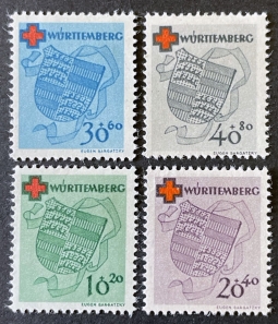 1949 French Zone Wurttemberg Red Cross Charity Issue 8NB1-4