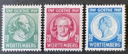 1949 French Zone Wurttemberg Gothe Charity Issue 8NB9-11
