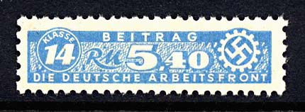 Arbeitsfront-Nazi Workers Party Dues Stamp 5.40 RM.
