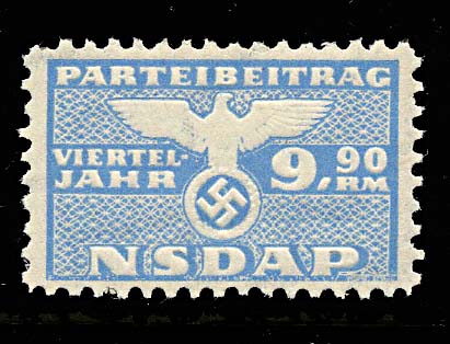Nazi Party Dues  "NSDAP"  9.90 Reich Marks