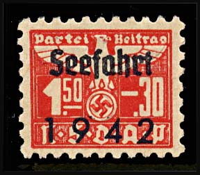 "Nazi Party Dues Stamp  1942 Seefahrt, 1.50 + .30RM"