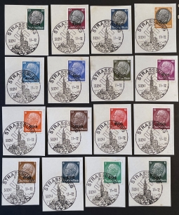 Alsace Occupation Stamp Set N27-42, Elsass Occupation Cancel!
