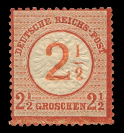 GE 27   1874 2 1/2 Gr. Surcharge on Large Eagle Breast Shield