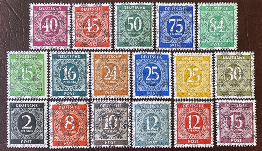 1948 US/British Zones, Nu593A-599meral Issue Overprinted Network (Copy)