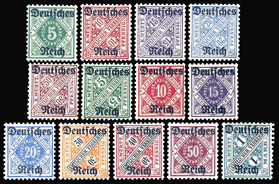 Wurttember O176-183 O/P Deutsches Reich