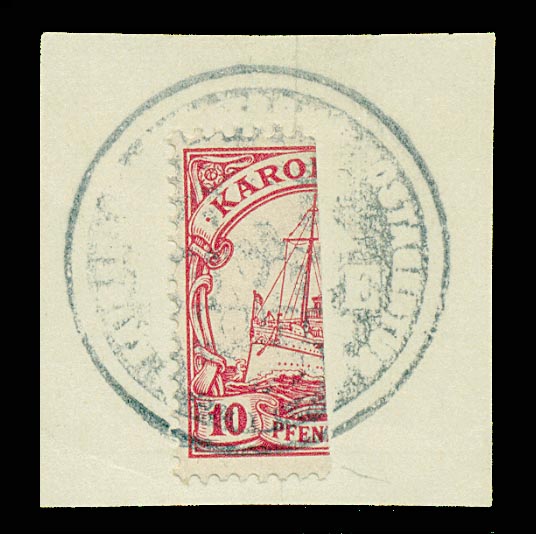 Caroline Is. 9  10pf Yacht Bisect w/Official Seal