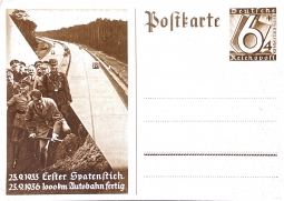 1936 Postal Card Celebrating the 1000th Kilometer of Completed Autobahn