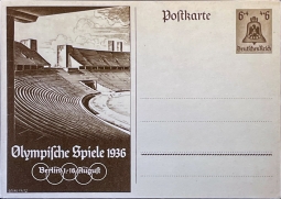 1935 Six Pf. Postal Card Commemorating the 1936 Summer Olympics